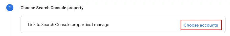 Choose Search Console property window